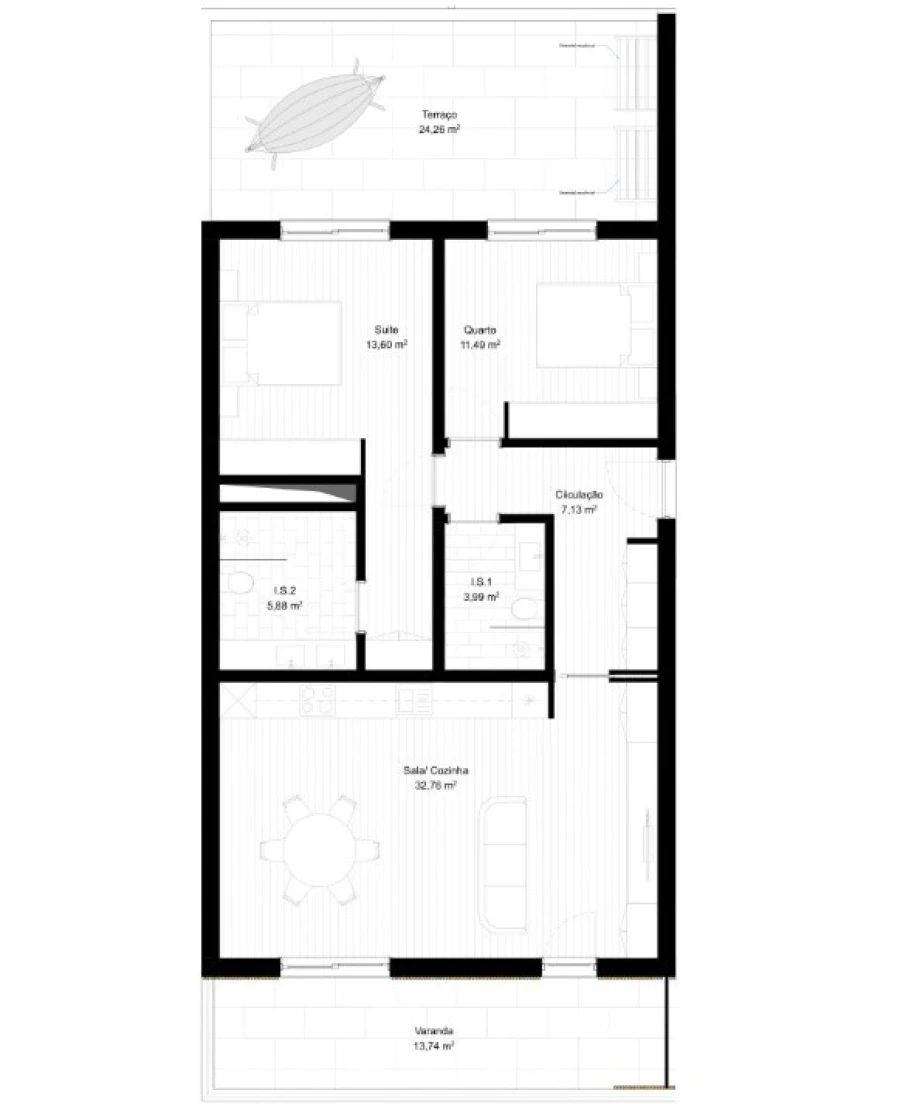 Apartamento T2 para Venda em Portimão Planta 1