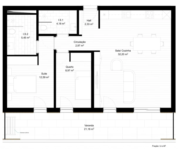 Apartamento T2 para Venda em Portimão Planta 1