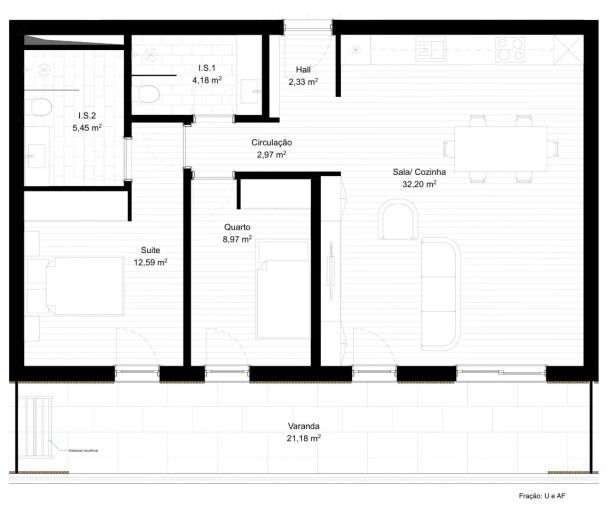 Apartamento T2 para Venda em Portimão Planta 1