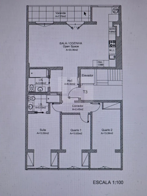 Apartamento T3 para Venda em Benfica