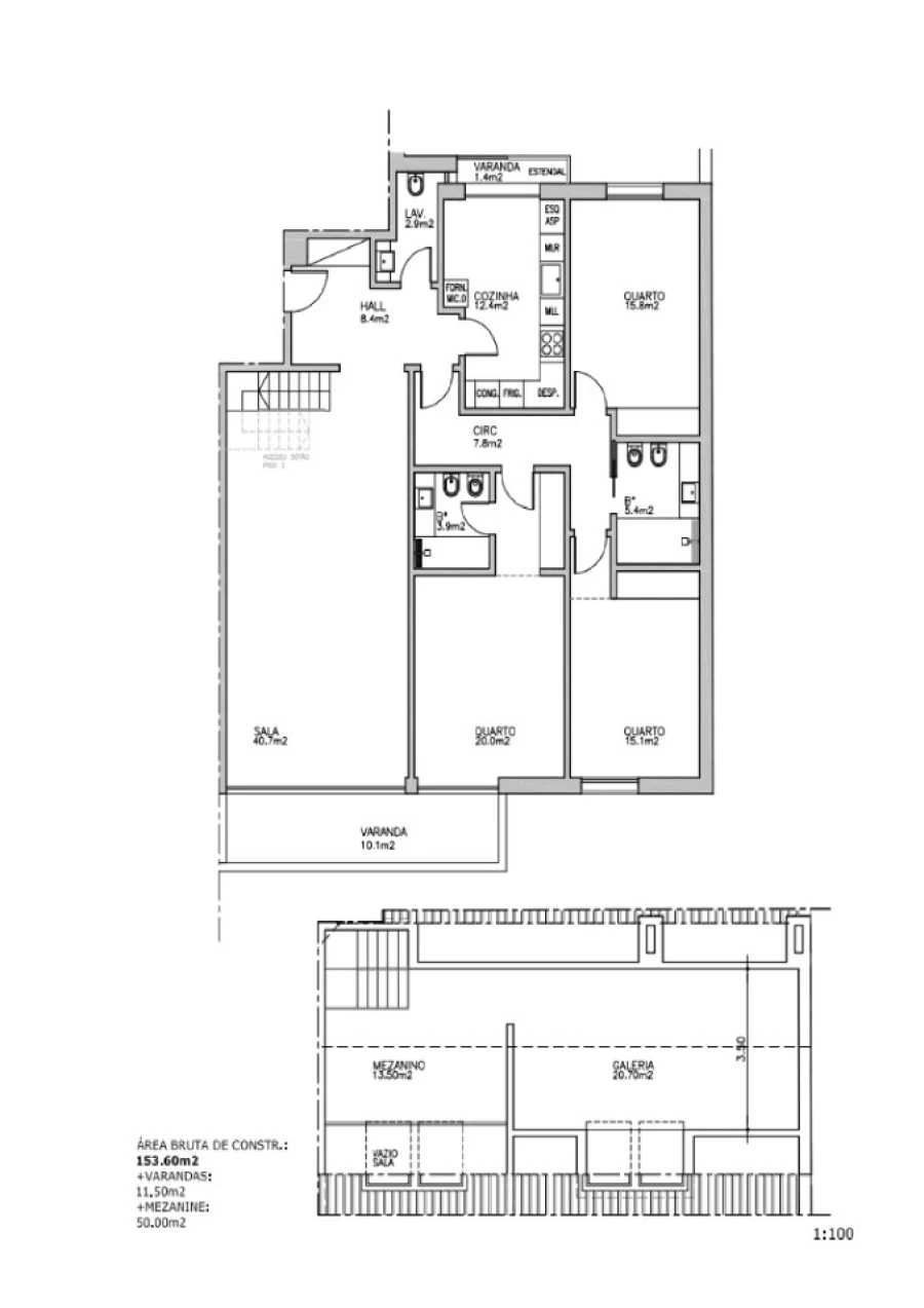Apartamento T3 para Venda em Carcavelos e Parede Planta 1