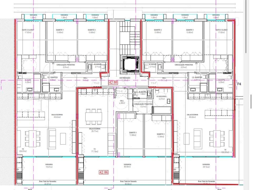 Apartamento T3 para Venda em Ribeirão Planta 2