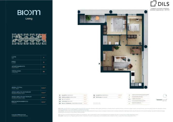 Apartamento T2 para Venda em Moreira Planta 1