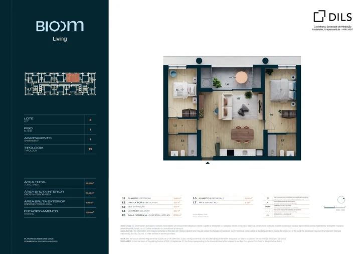 Apartamento T2 para Venda em Moreira Planta 1