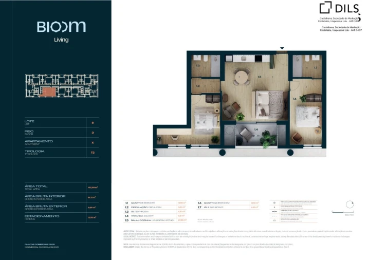 Apartamento T2 para Venda em Moreira Planta 1