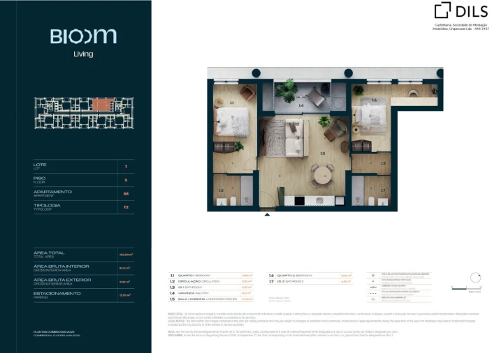 Apartamento T2 para Venda em Moreira Planta 1