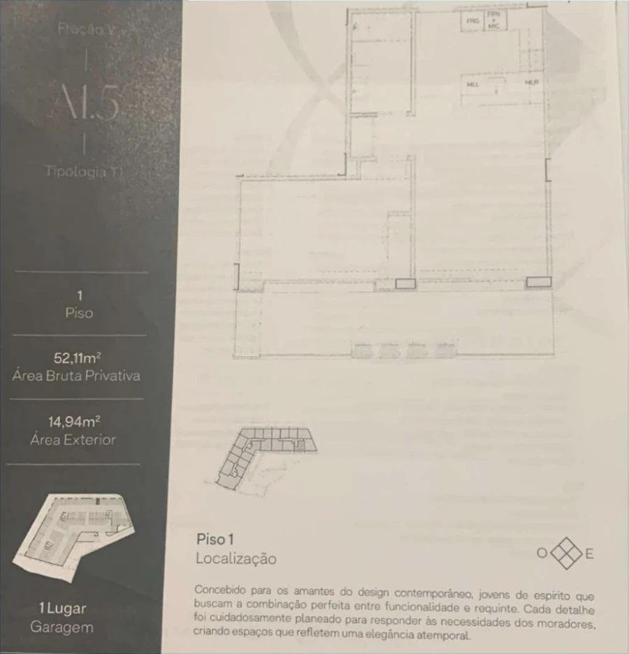 Apartamento T1 para Venda em Santa Marinha e São Pedro da Afurada Planta 1
