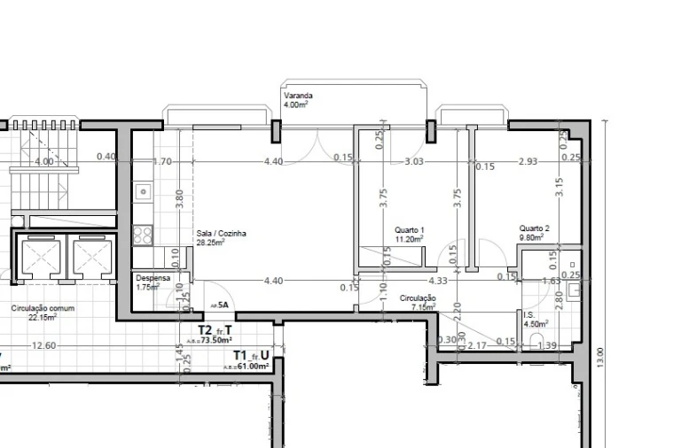 Apartamento T2 para Arrendamento em Santa Maria, São Pedro e Matacães Planta 1