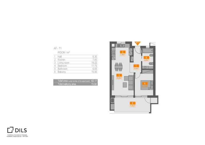 Apartamento T1 para Venda em Portimão Planta 1