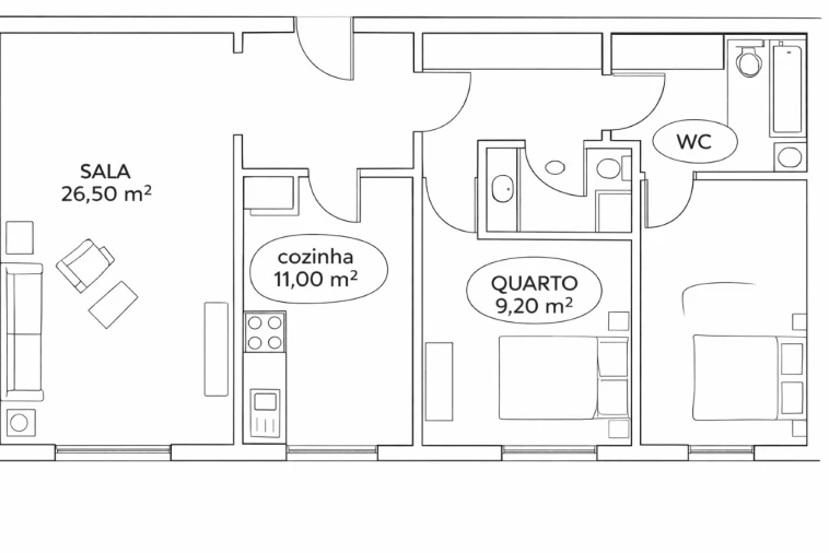 Apartamento T2 para Venda em Campo de Ourique Planta 1