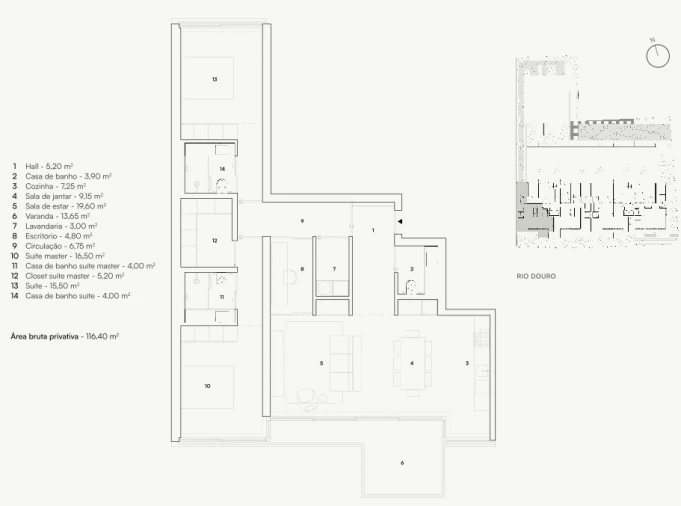 Apartamento T2 para Venda em Lordelo do Ouro e Massarelos Planta 1