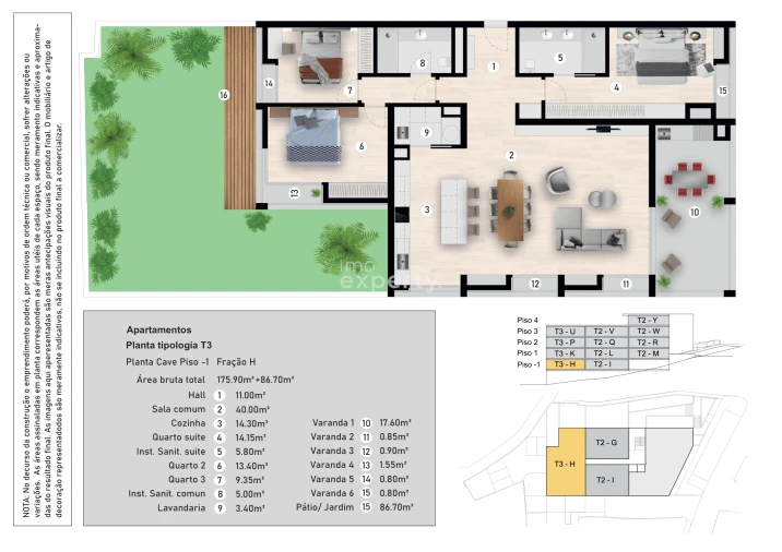 Apartamento T3 para Venda em Caniço Planta 1