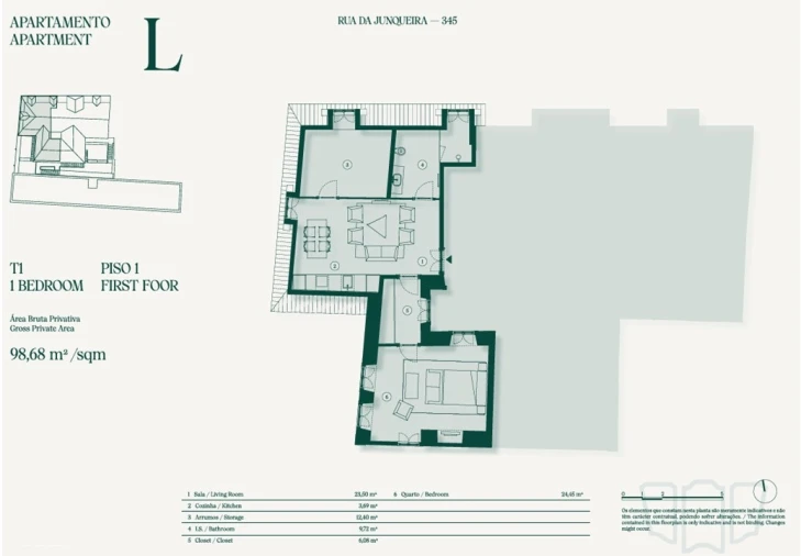Apartamento T1 para Venda em Belém Planta 1