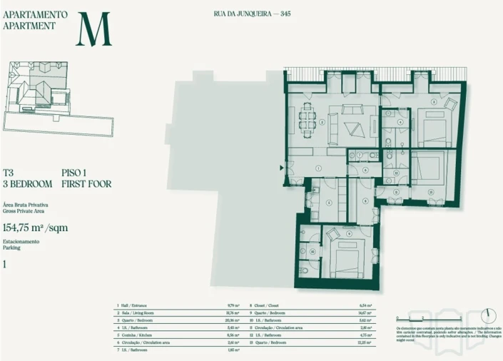 Apartamento T3 para Venda em Belém Planta 1