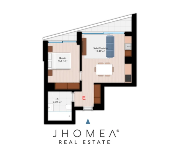 Apartamento T1 para Venda em Glória e Vera Cruz Planta 1
