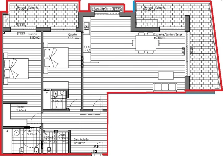 Apartamento T2 para Venda em Olhão Planta 1