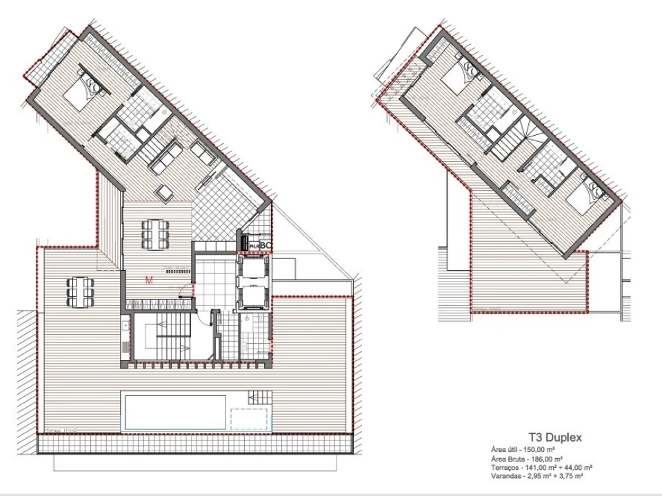 Apartamento T3 para Venda em Glória e Vera Cruz Planta 2