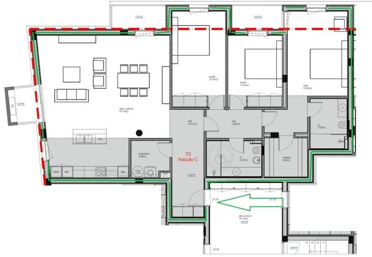 Apartamento T3 para Venda em São Bernardo Planta 1