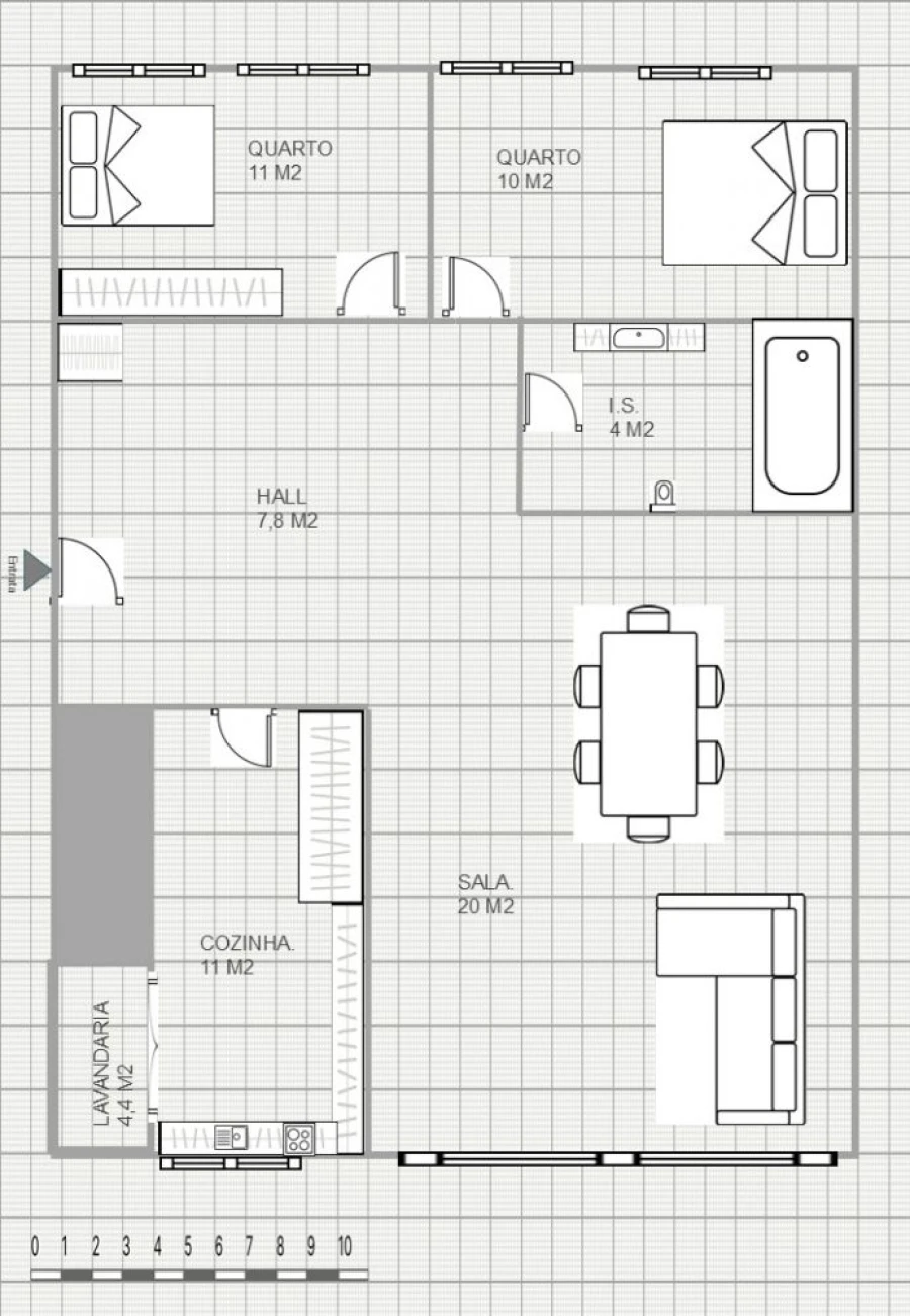 Apartamento T2 para Venda em Campo e Sobrado Planta 1