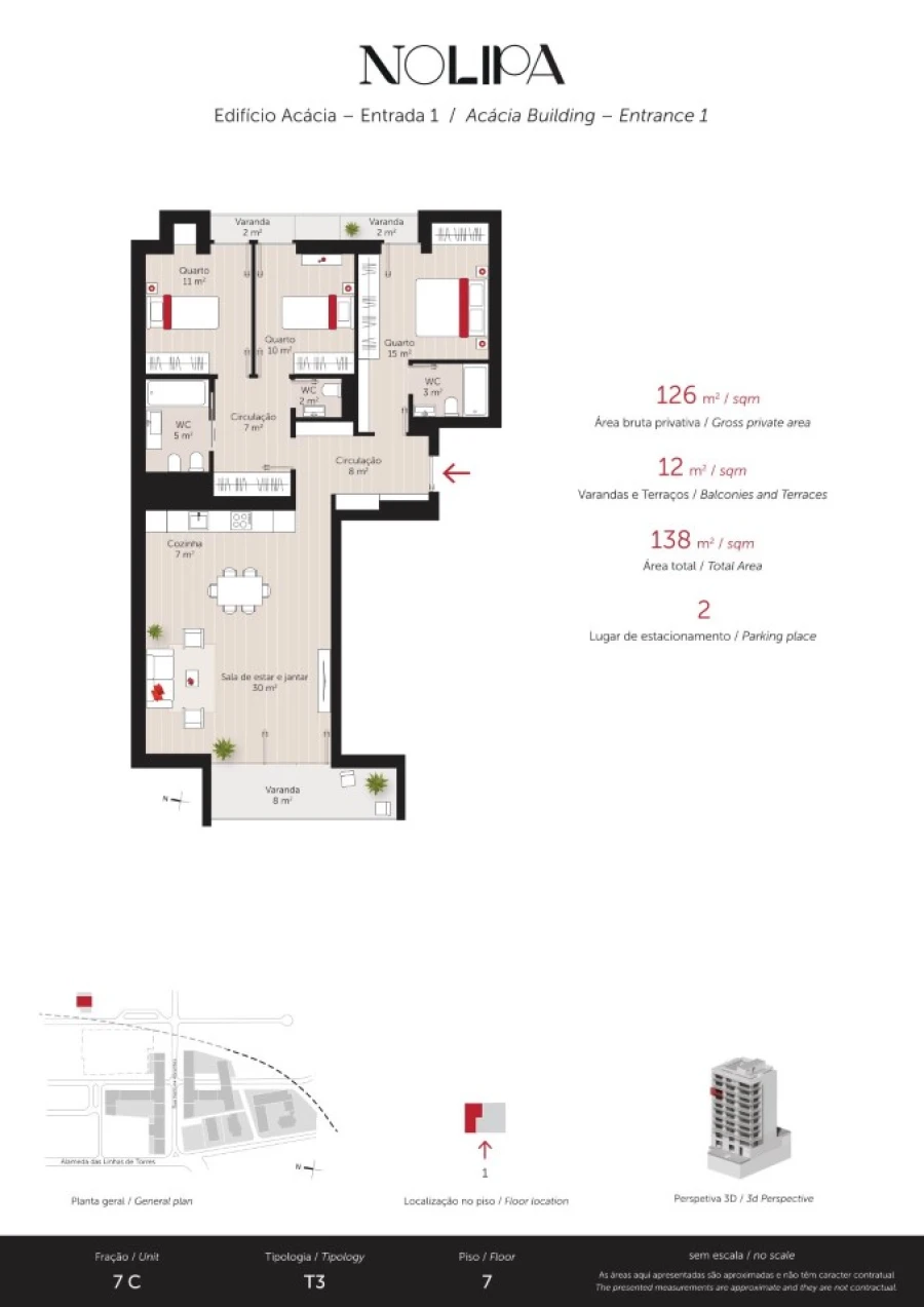 Apartamento T3 para Venda em Lumiar Planta 1