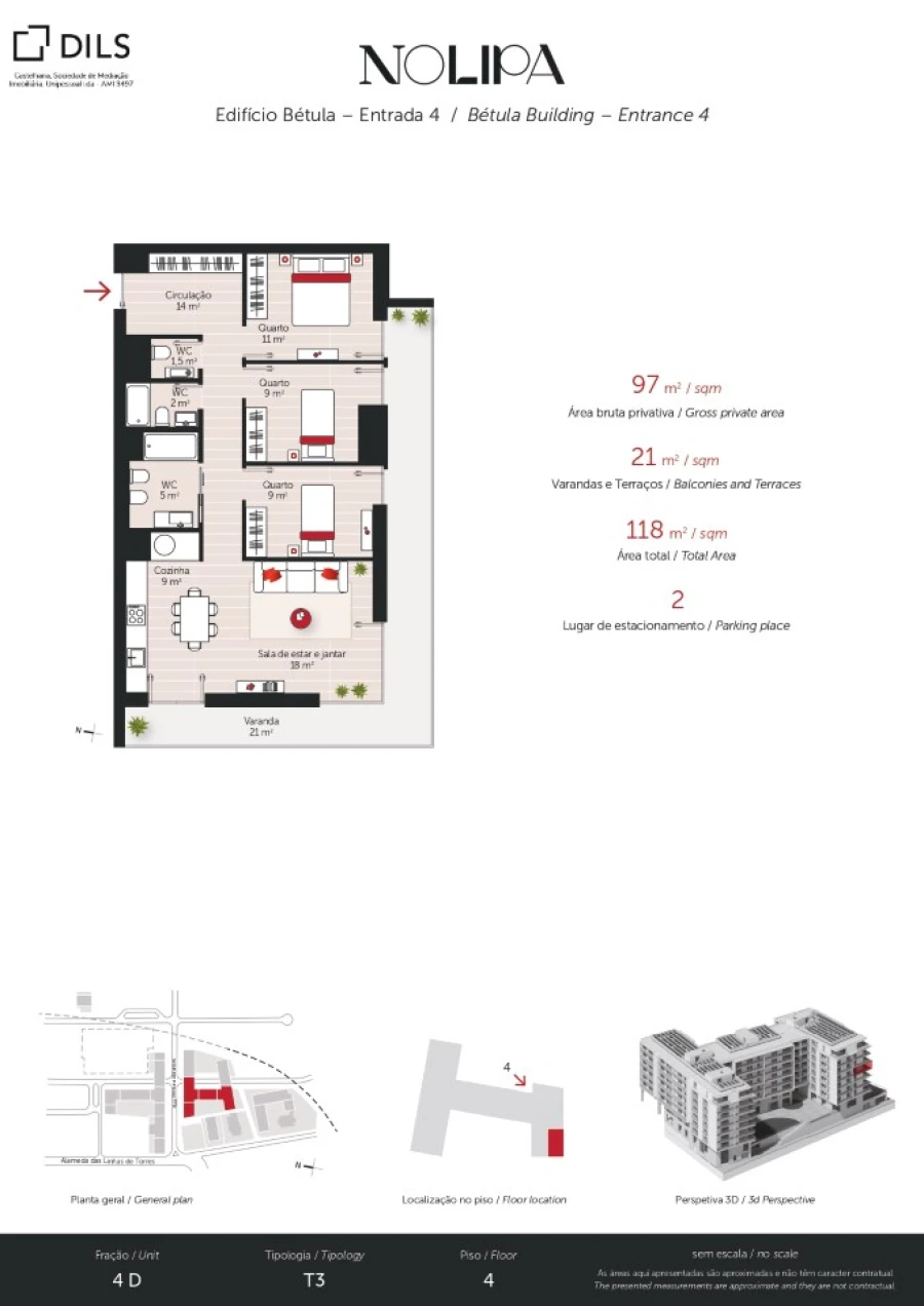 Apartamento T3 para Venda em Lumiar Planta 1