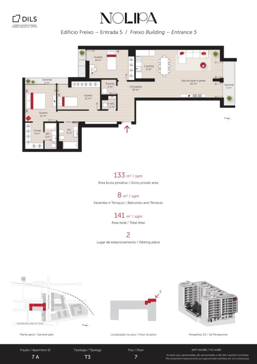 Apartamento T3 para Venda em Lumiar Planta 1