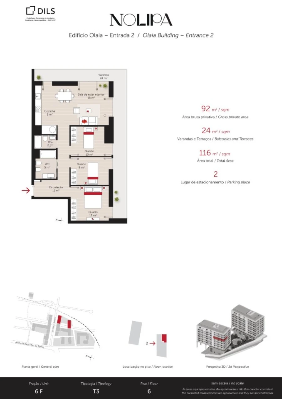 Apartamento T3 para Venda em Lumiar Planta 1