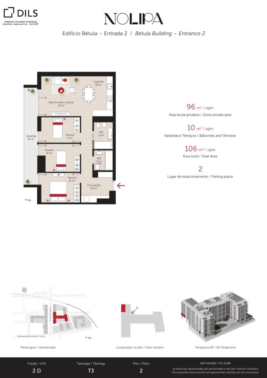 Apartamento T2 para Venda em Lumiar Planta 1
