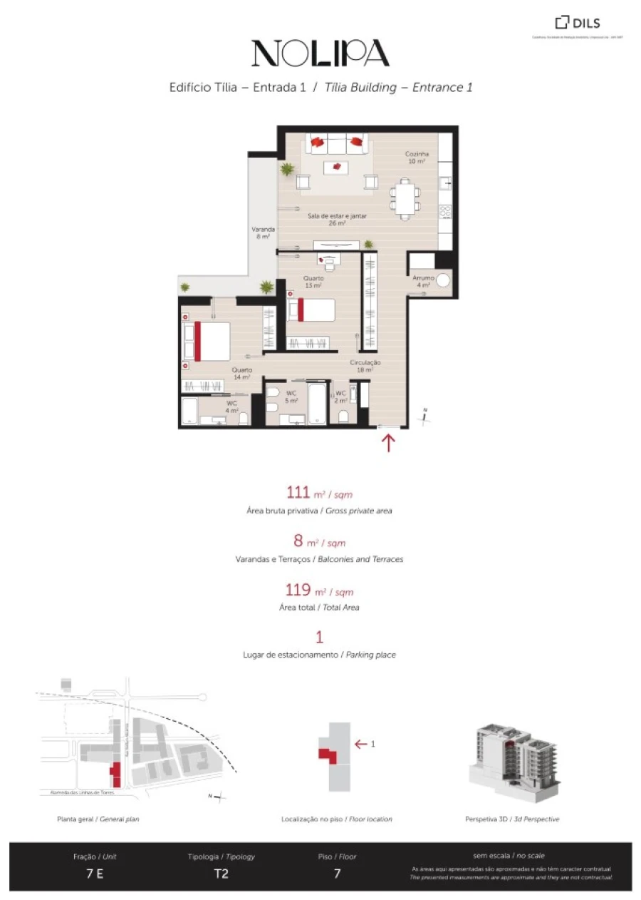 Apartamento T2 para Venda em Lumiar Planta 1