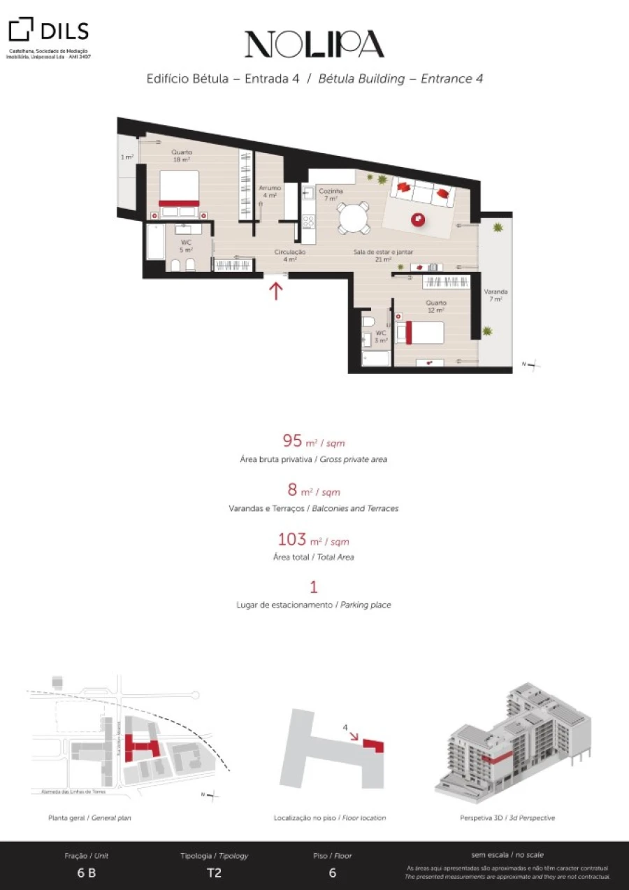 Apartamento T2 para Venda em Lumiar Planta 1
