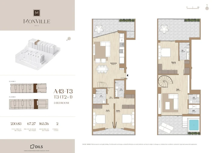 Apartamento T3 para Venda em Montijo e Afonsoeiro Planta 1