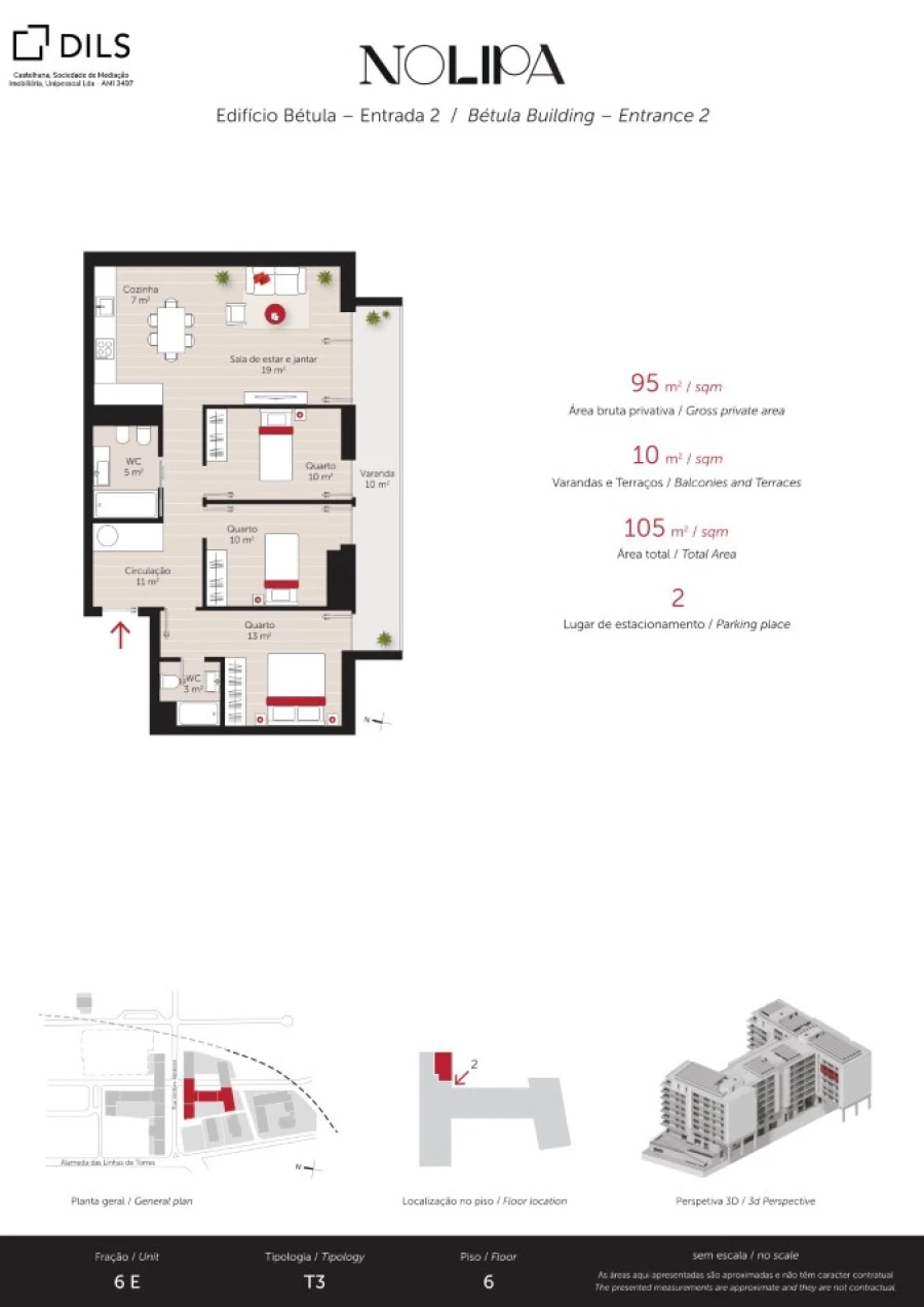 Apartamento T3 para Venda em Lumiar Planta 1