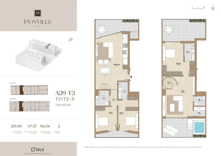 Apartamento T3 para Venda em Montijo e Afonsoeiro Planta 1