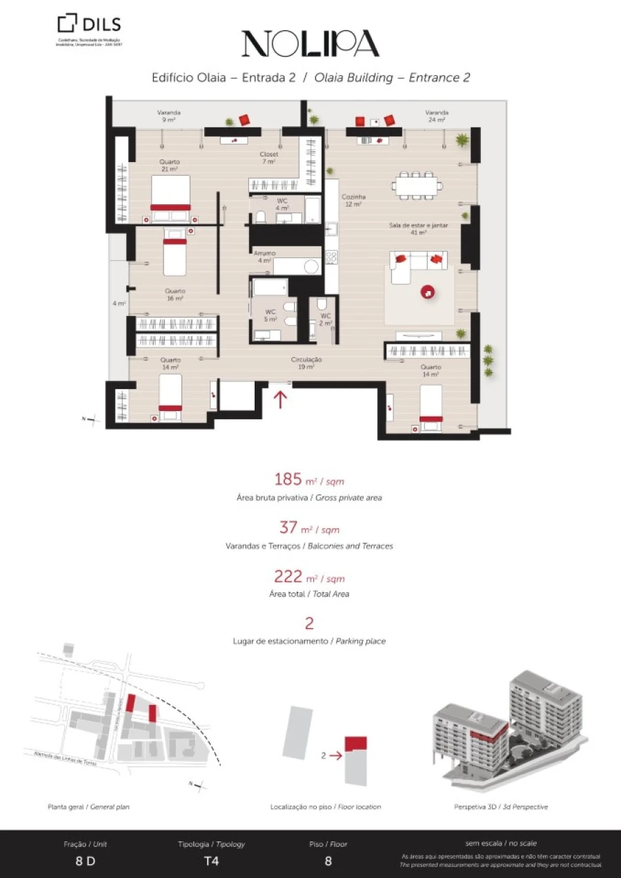 Apartamento T4 para Venda em Lumiar Planta 1