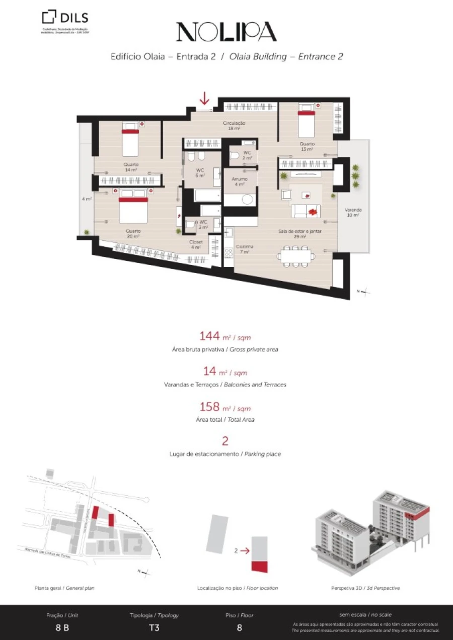 Apartamento T3 para Venda em Lumiar Planta 1