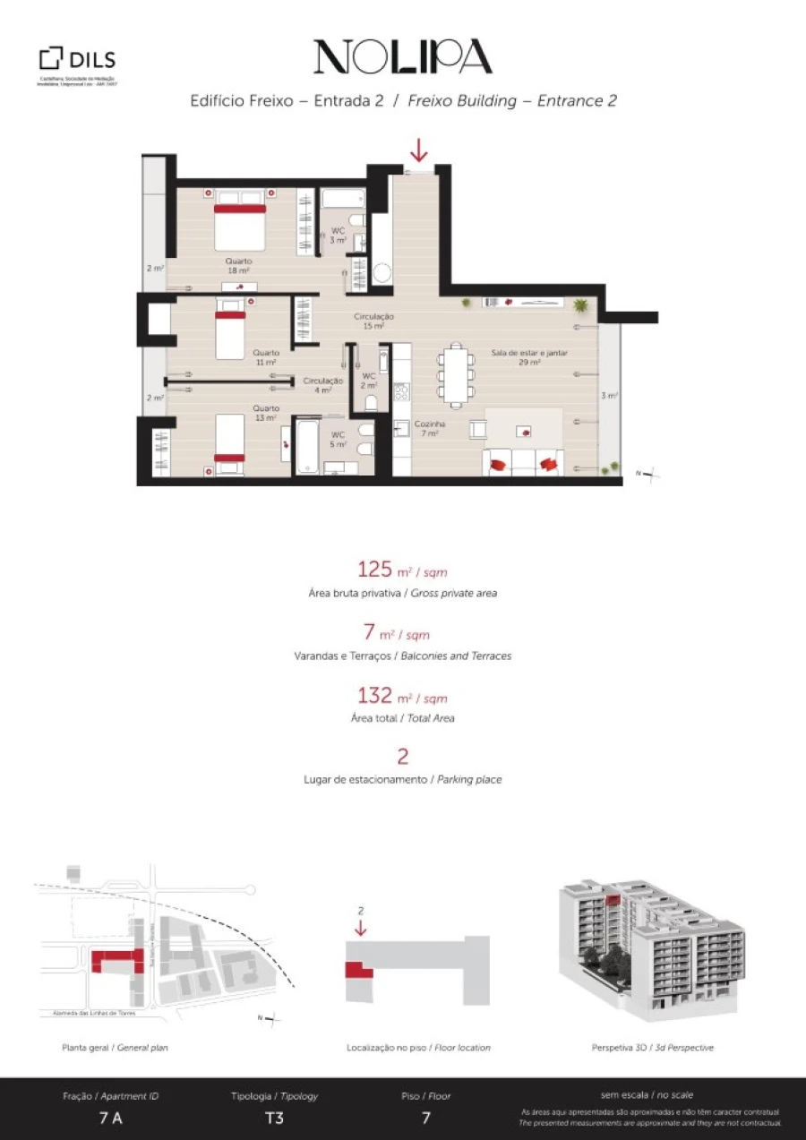Apartamento T3 para Venda em Lumiar Planta 1