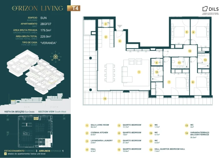 Apartamento T4 para Venda em Gondomar (São Cosme), Valbom e Jovim Planta 1