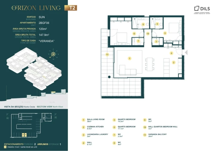 Apartamento T2 para Venda em Gondomar (São Cosme), Valbom e Jovim Planta 1