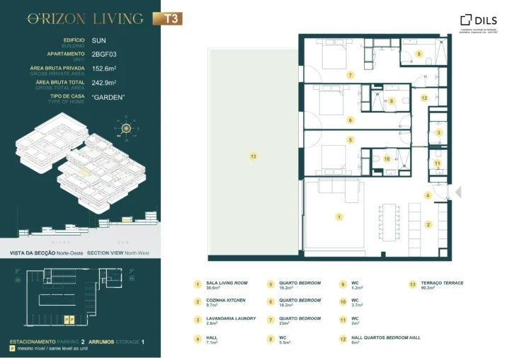 Apartamento T3 para Venda em Gondomar (São Cosme), Valbom e Jovim Planta 1