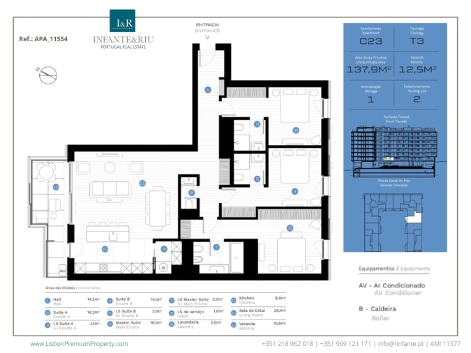 Apartamento T3 para Venda em Avenidas Novas Planta 1