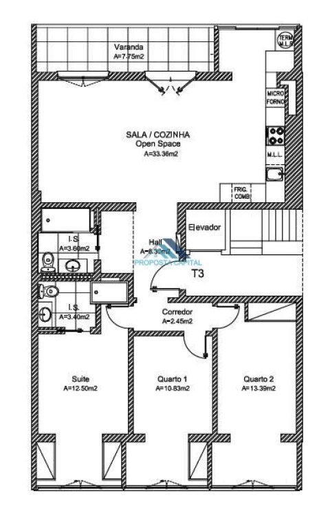 Apartamento T3 para Venda em Benfica