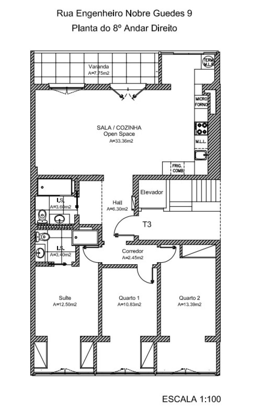 Apartamento T3 para Venda em Benfica Planta 1