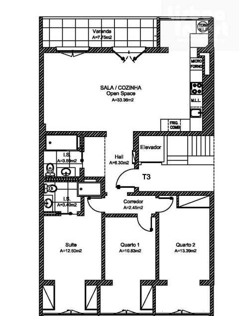 Apartamento T3 para Venda em Benfica