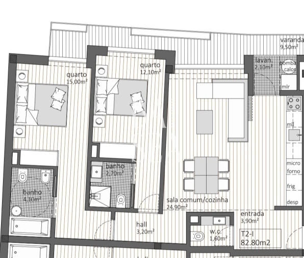 Apartamento T2 para Venda em Rio Tinto Planta 2