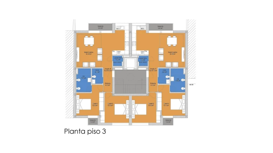Apartamento T2 para Venda em Custóias, Leça do Balio e Guifões Planta 1