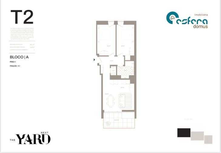 Apartamento T2 para Venda em Santa Marinha e São Pedro da Afurada Planta 1