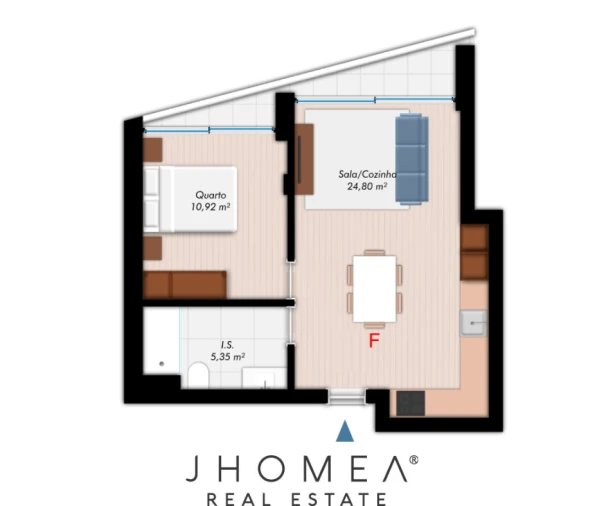 Apartamento T1 para Venda em Glória e Vera Cruz Planta 1