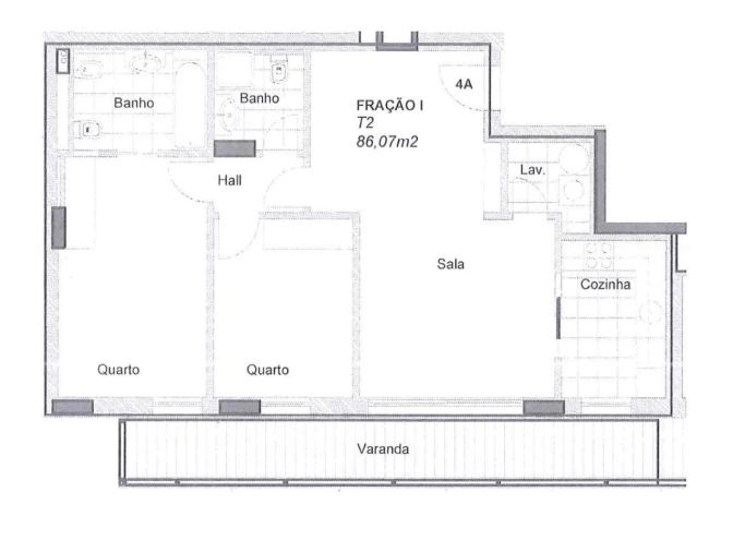 Apartamento T2 para Arrendamento em Glória e Vera Cruz Planta 1