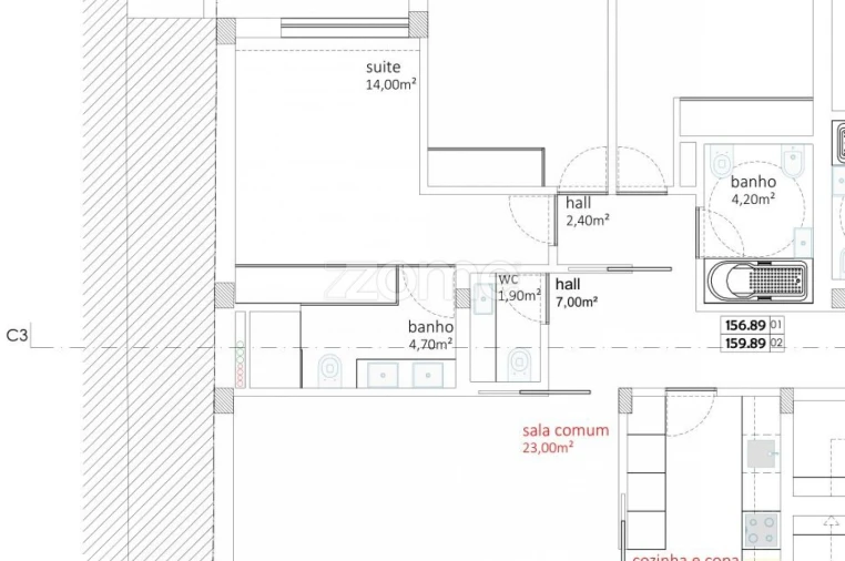 Apartamento T3 para Venda em Rio Tinto Planta 1