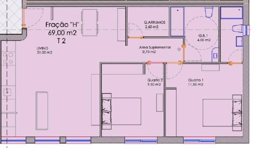 Apartamento T2 para Venda em Requião Planta 1